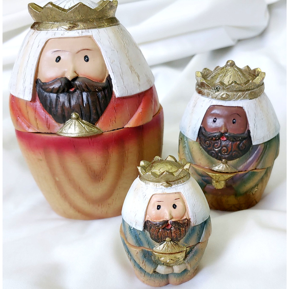 Christmas Nativity Nesting Dolls 3pc-Holy Family Kings Wise Men Partial Set